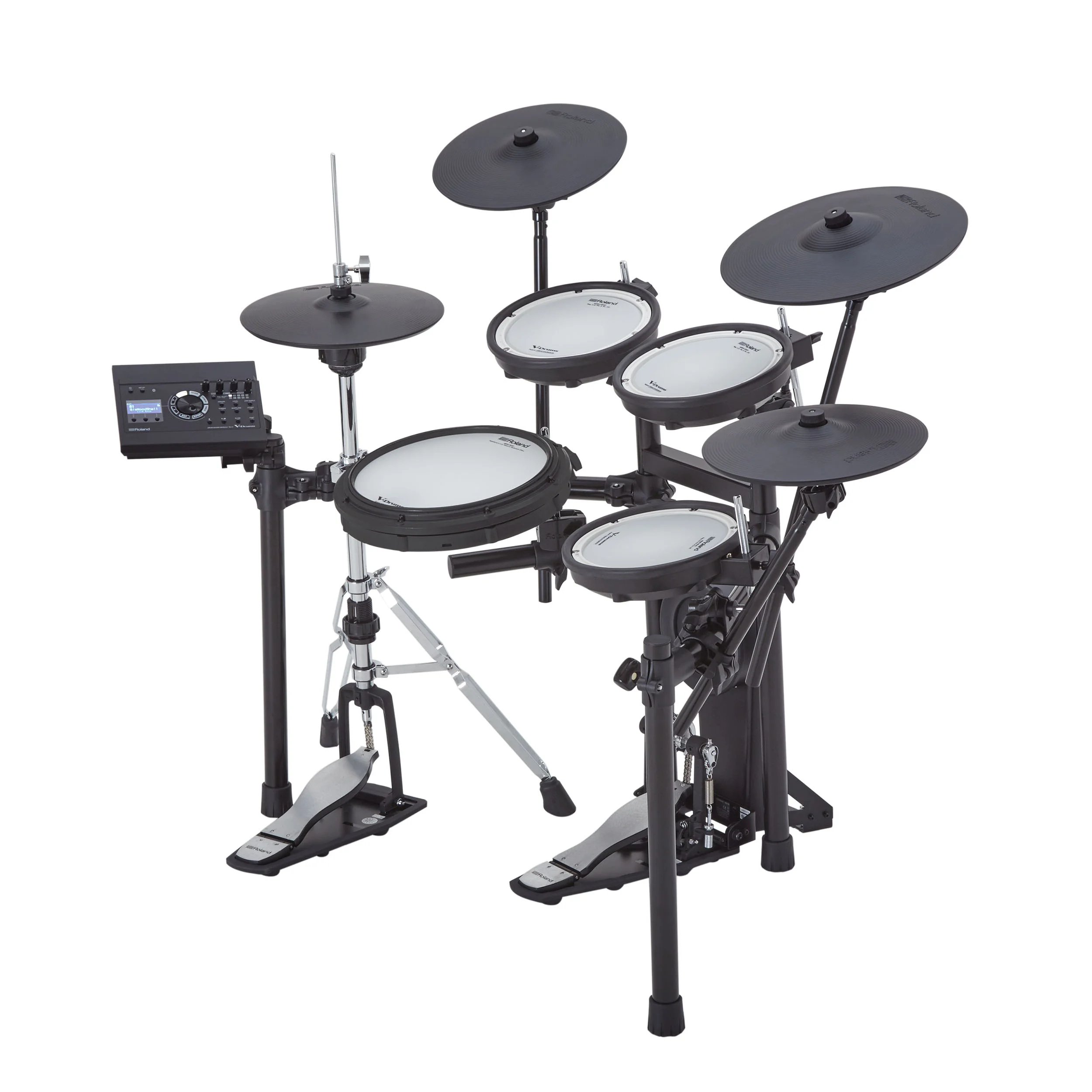 Roland TD-17KVX2 E-Drum Rack Setup seitliche Ansicht