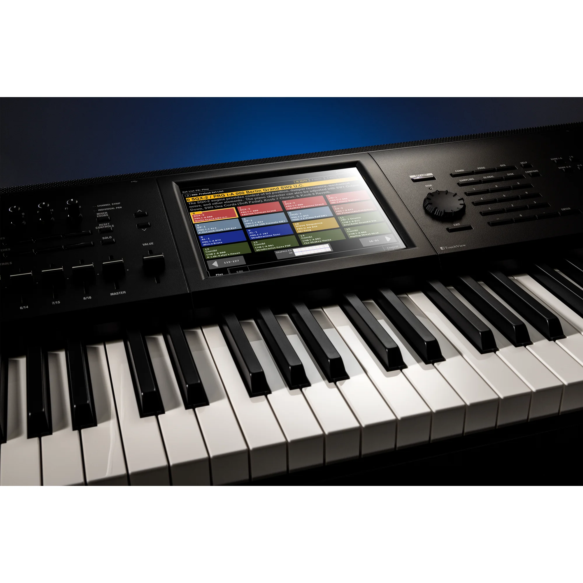 Korg Kronos 61 2025 Detail der Aftertouch-Tastatur Nahaufnahme