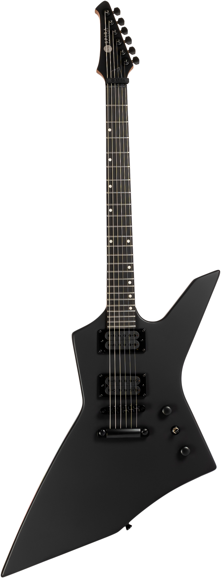 Spira X-400 MBK – E-Gitarre im aggressiven Explorer-Design mit mattschwarzem Satin-Finish