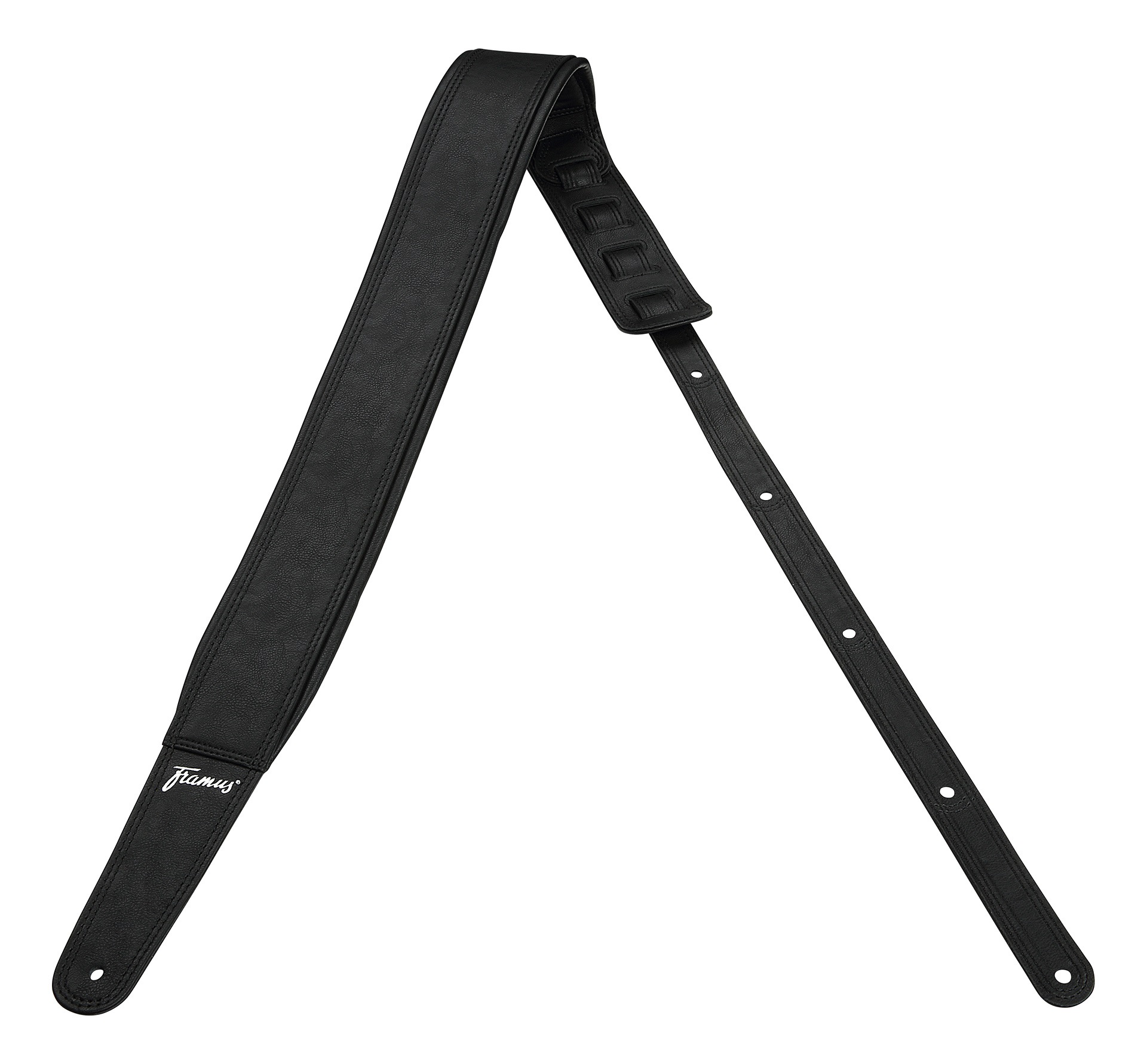 Teambuilt Synthetic Leather Guitar Strap - Black, Silver Embossing