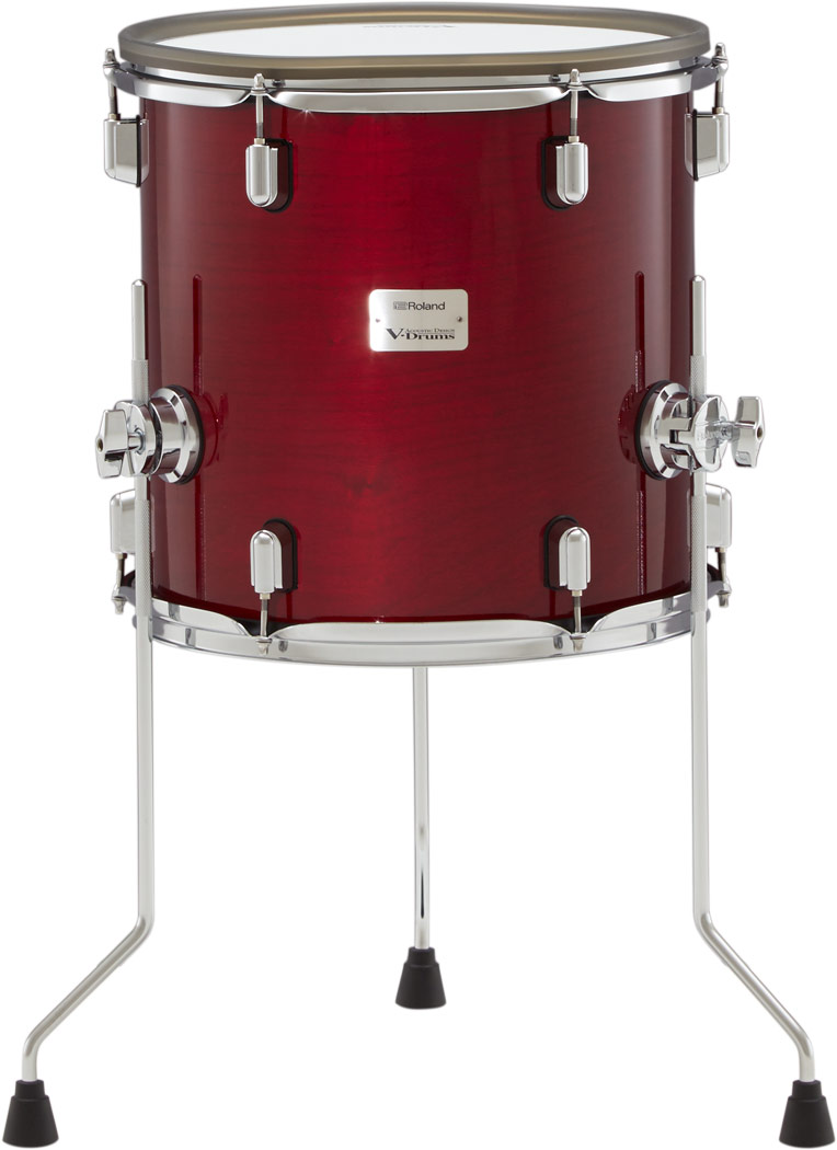 Roland PDA140F Floor-Tom in Gloss Cherry – 14-Zoll E-Drum Tom mit Holzkessel und Mesh-Head