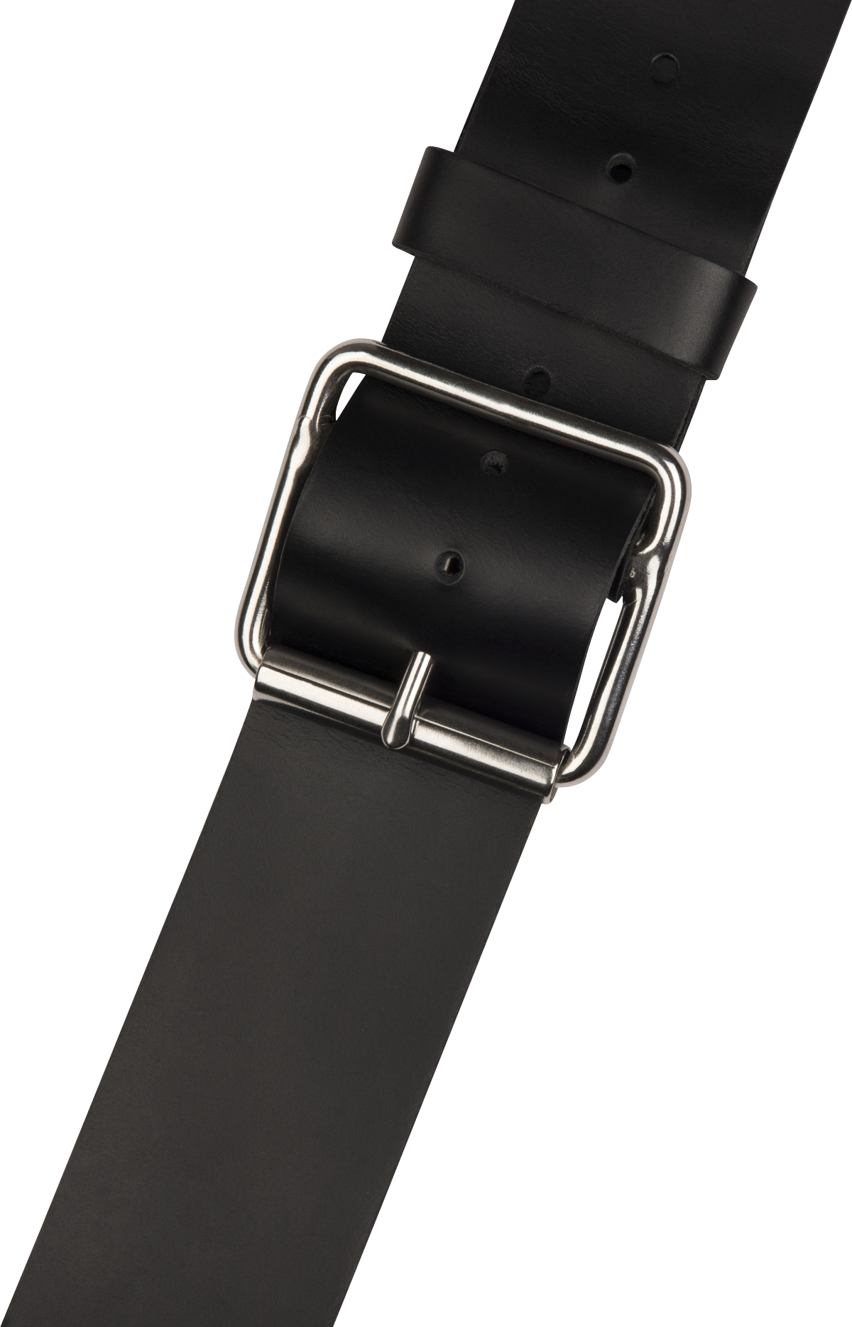 Diagonal Stud Leather Strap, Black, 2.5"