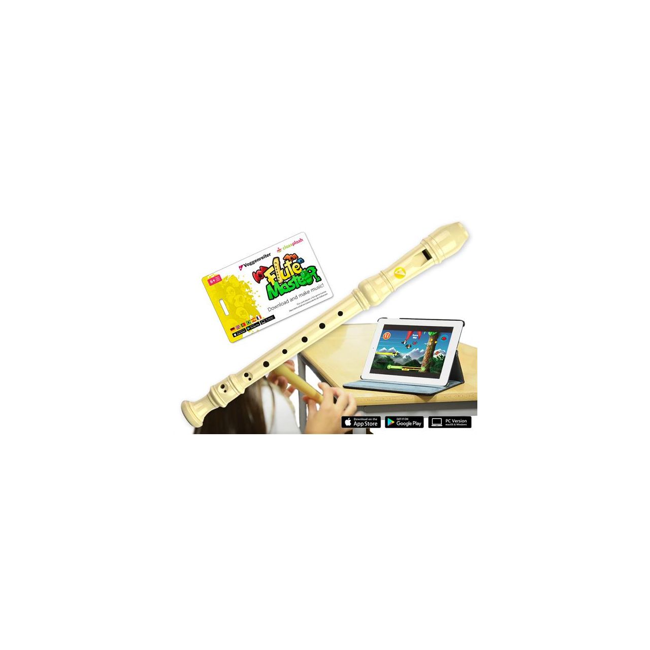 Flutemaster + Kunststoffblockflöte barock