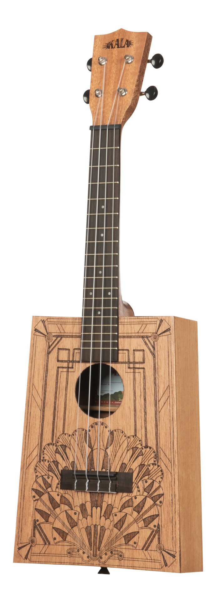 KA-CB-DECO-C - Art Deco Cigar Box Concert Ukulele, with Bag