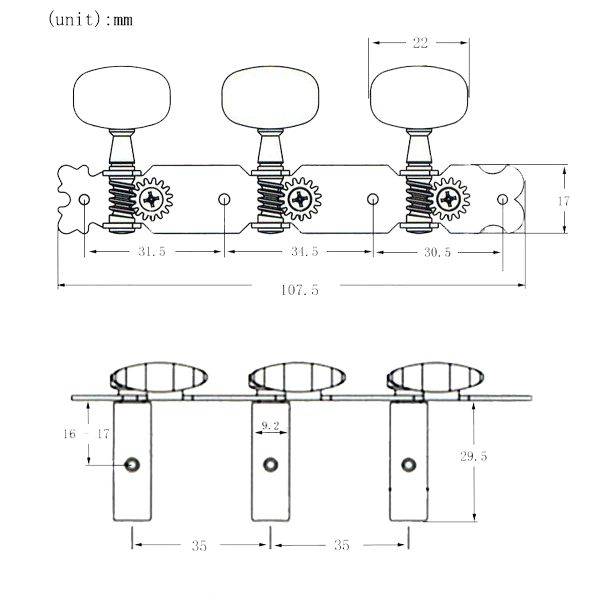 MGP15 Classical Guitar Tuning Pegs Keys, Silber (3+3)