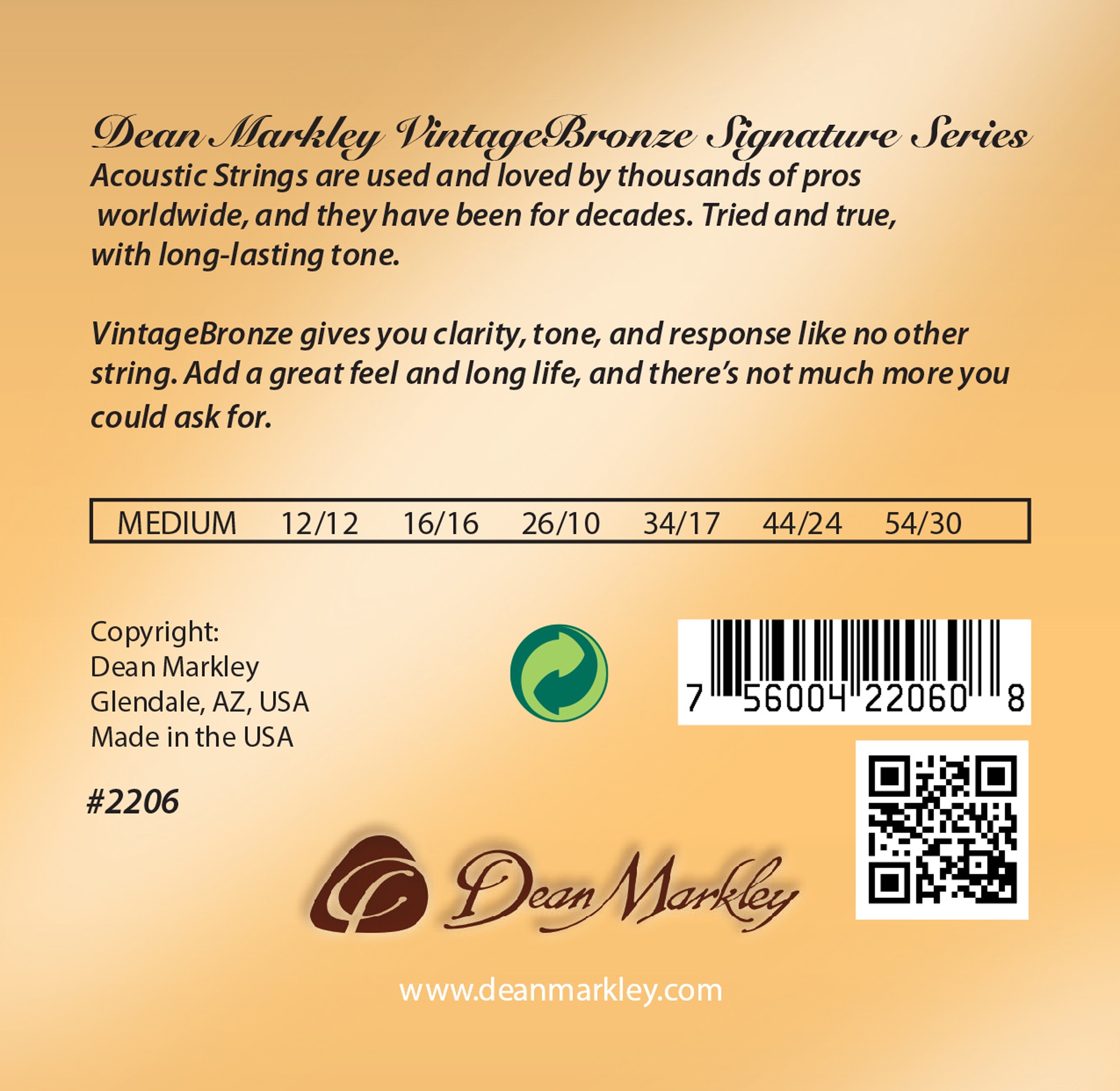 VintageBronze Signature - 2206 - Acoustic Guitar String Set, 12-String, Medium, .012-.054