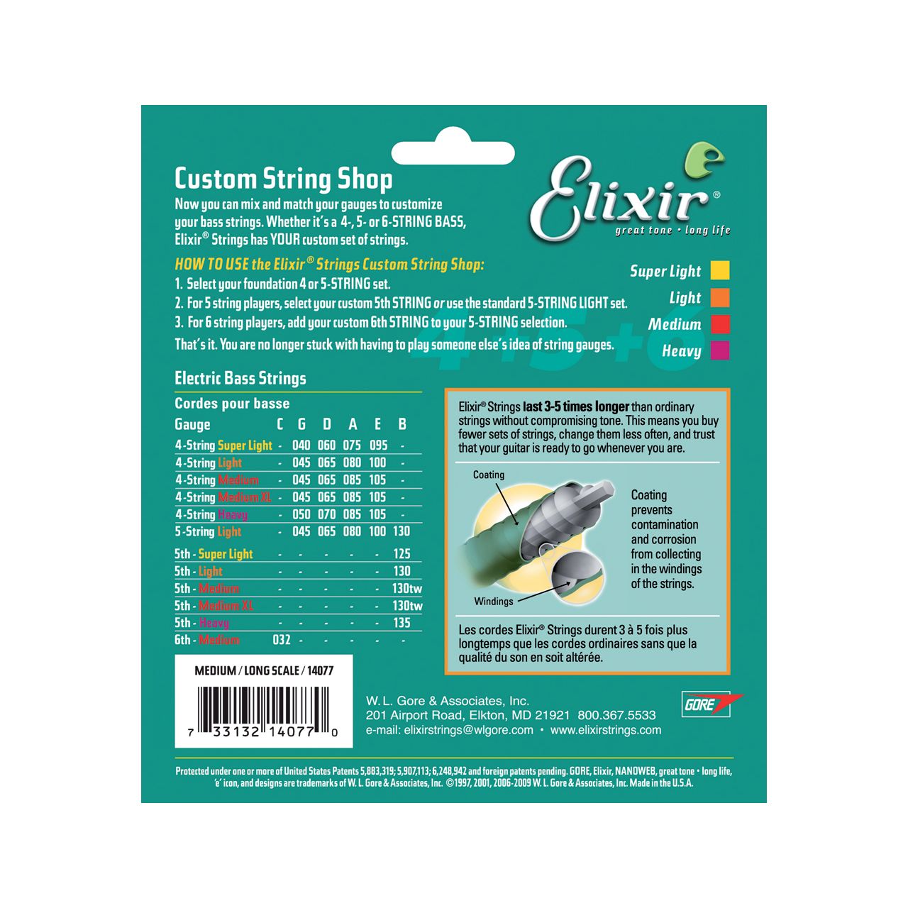 14077 Nanoweb Bass 4 M 045-105 - Saitensatz für 4-Saiter E-Bass