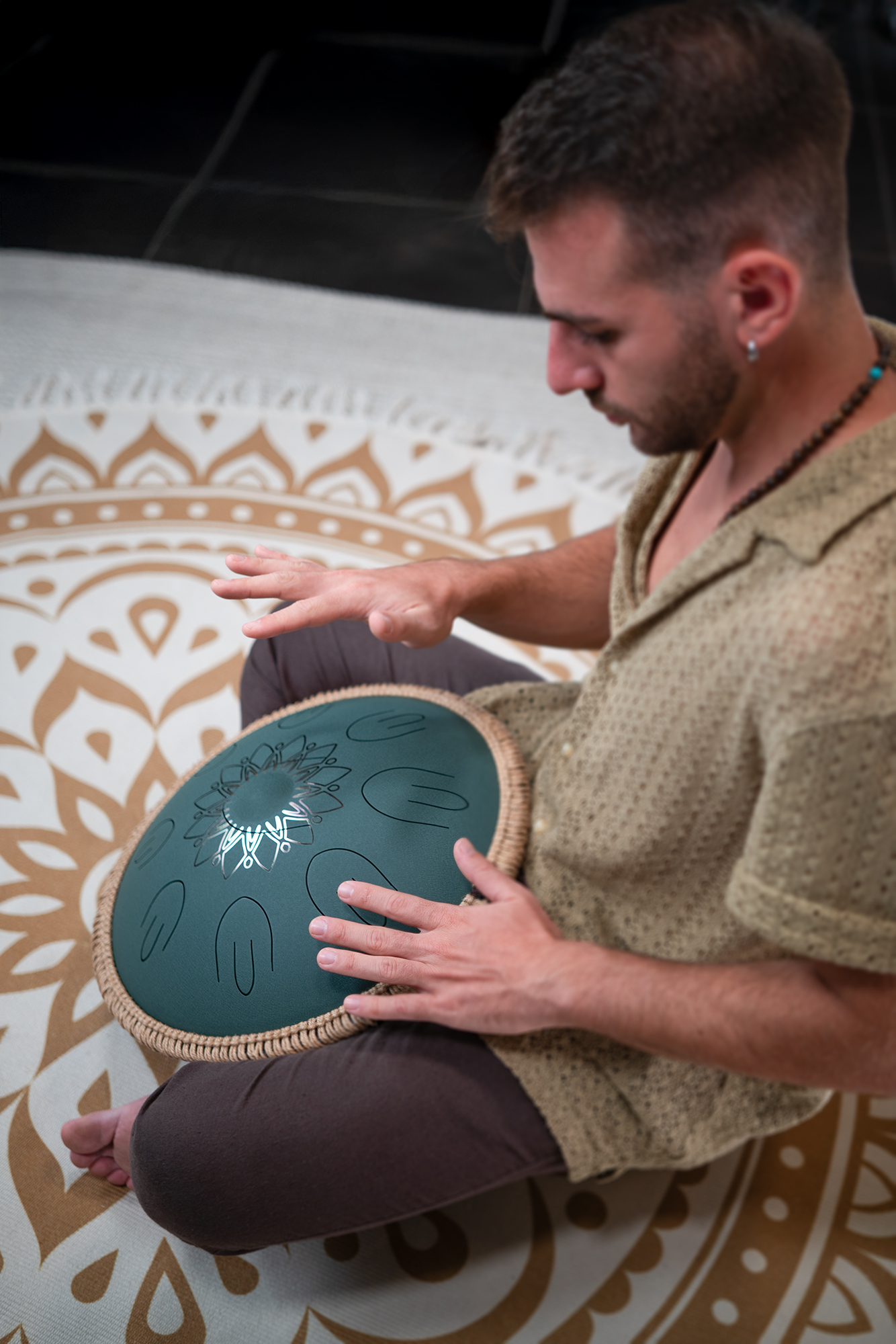 OSTD4DGE Octave Steel Tongue Drum Fis Moll Dunkelgrün 16" 432Hz