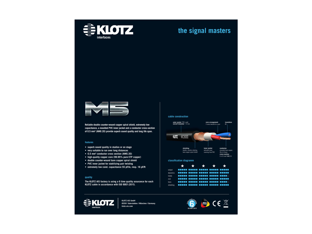 M-5 Mikrofonkabel XLR Ganzmetall 3m