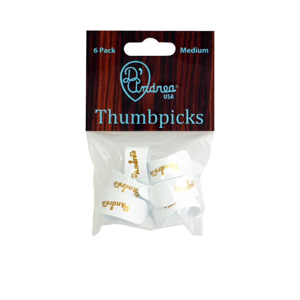 Thumb Picks (R6371 MD WHT), 6 pcs Pick Pack, Medium, White
