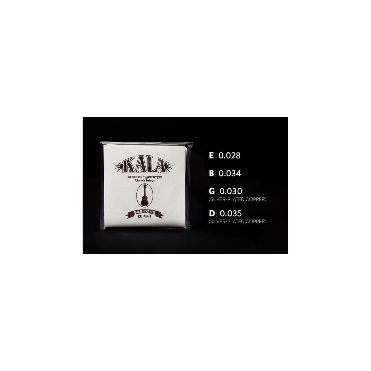 Rectified Black Nylon - KU-RN-B - Ukulele String Set, Baritone 