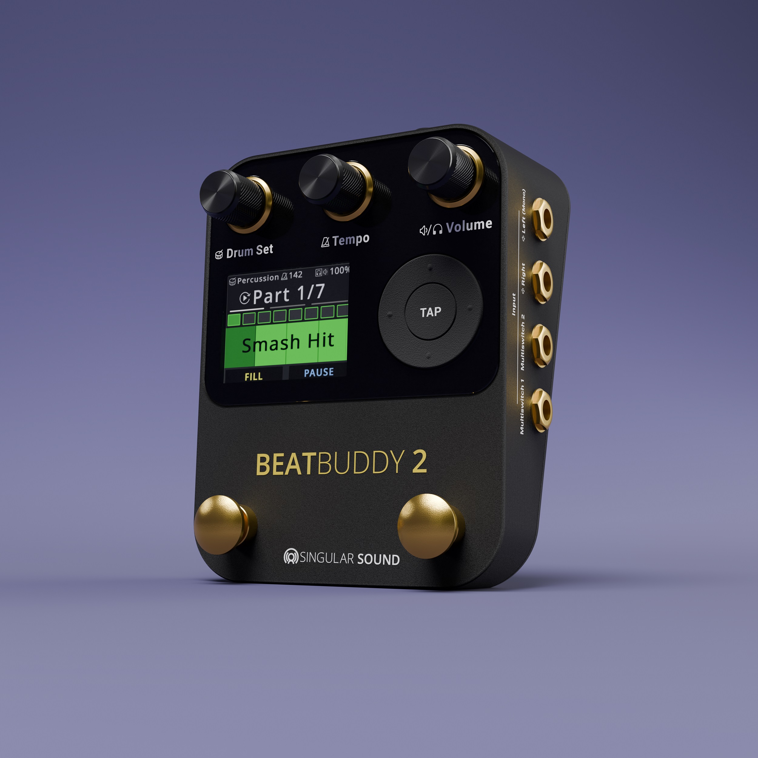 Nahaufnahme der Metalloberfläche und Fußschalter-Taste