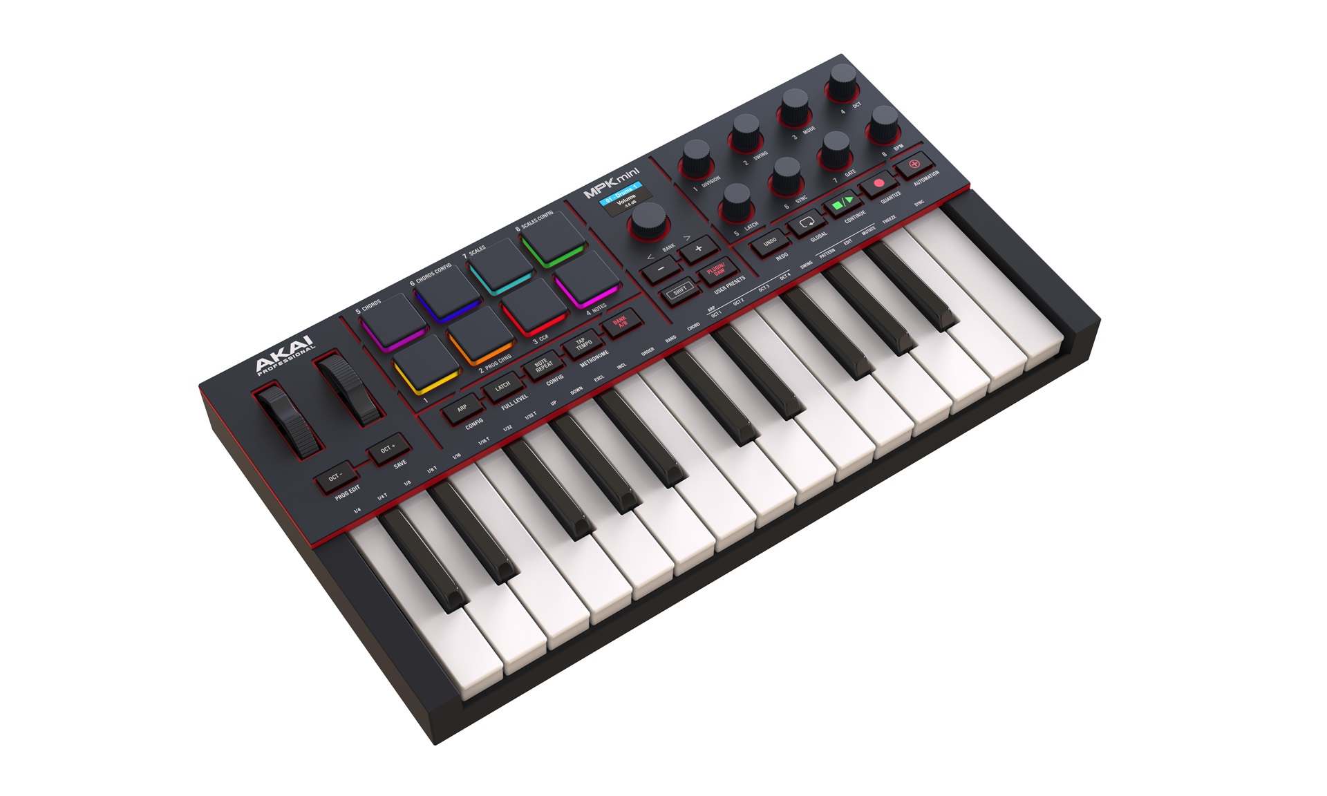 Akai MPK Mini IV Black MIDI Controller mit RGB-Pads und Mini-Tastatur