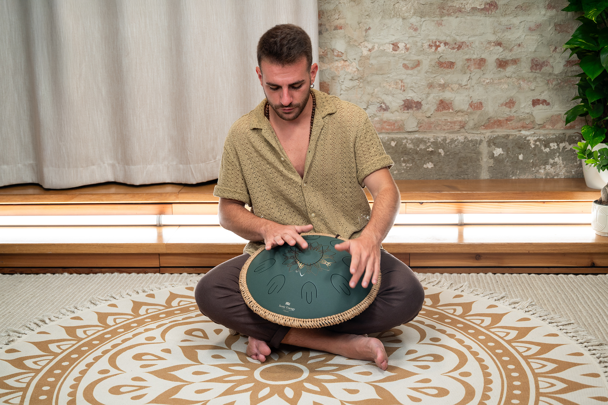 OSTD3DGE Octave Steel Tongue Drum F Dur Dunkelgrün 16" 432Hz