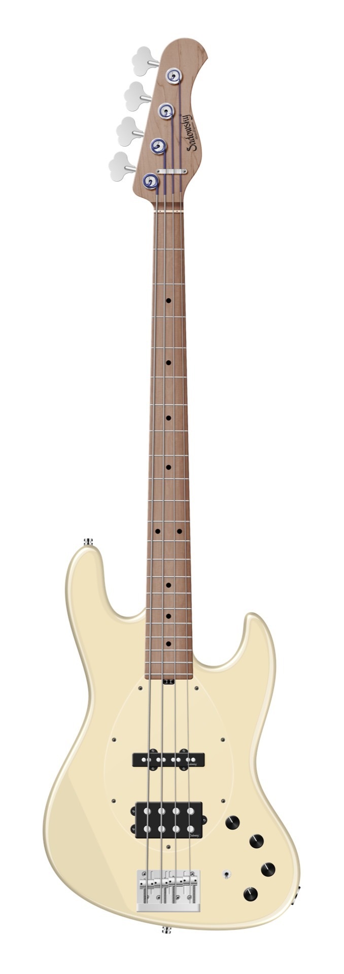 MetroExpress 21-Fret Vintage M/J Bass, Roasted Maple Fingerboard, 4-String - Solid Olympic White Hig