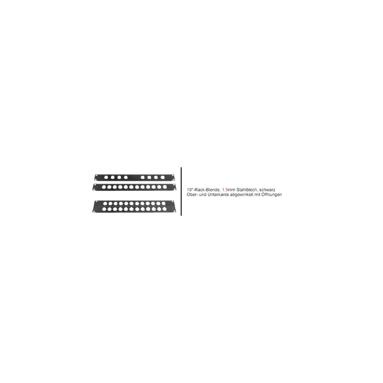 19"/1 HE Rackblende mit Öffnung 8x XLR/Speakon