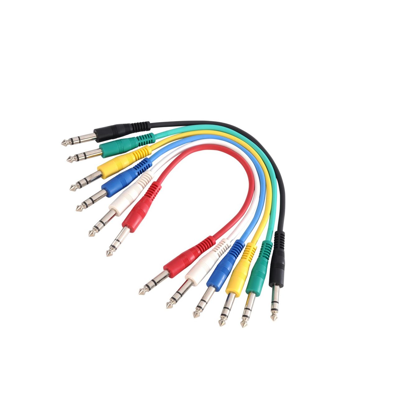 Patchkabel Set aus 6 Kabeln 6,3mm Klinke stereo auf 6,3mm Klinke stereo 0,3m