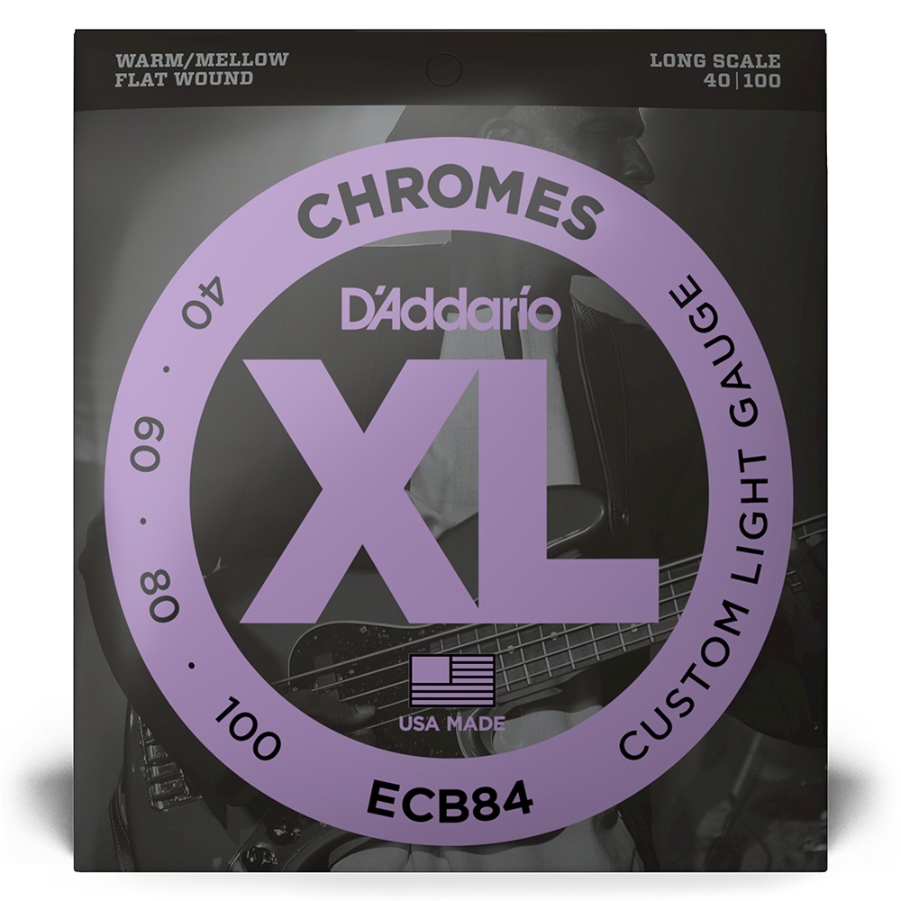 ECB84 Chromes Bass Guitar Strings, Custom Light, 40-100, Long Scale