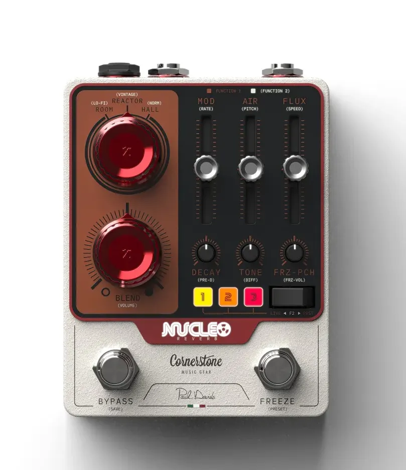 Cornerstone Nucleo Stereo Reverb Regler-Layout Detailaufnahme