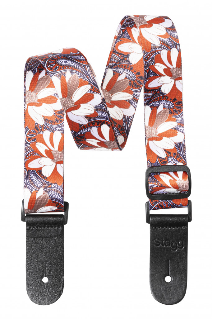 Terylen Ukulele Strap Flower Orange