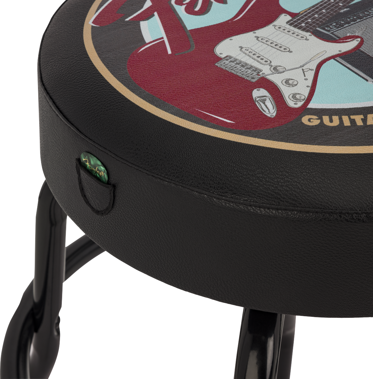 Guitars & Amps Pick Pouch Barstool, Black/Black, 24"