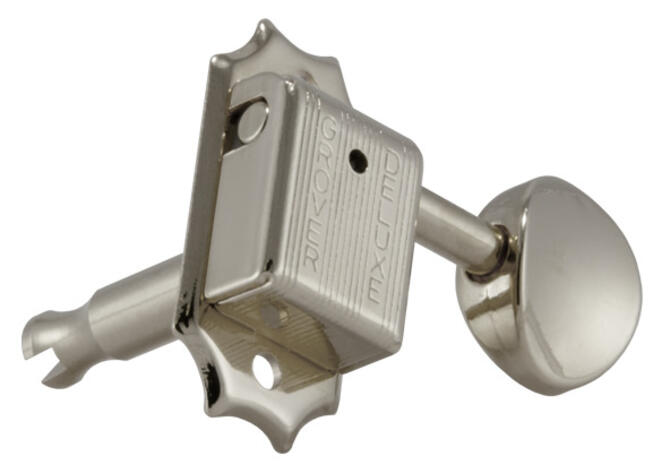 133N6 Deluxe Guitar Machines - Guitar Machine Heads, 6-in-Line, Bass Side (Left) - Nickel