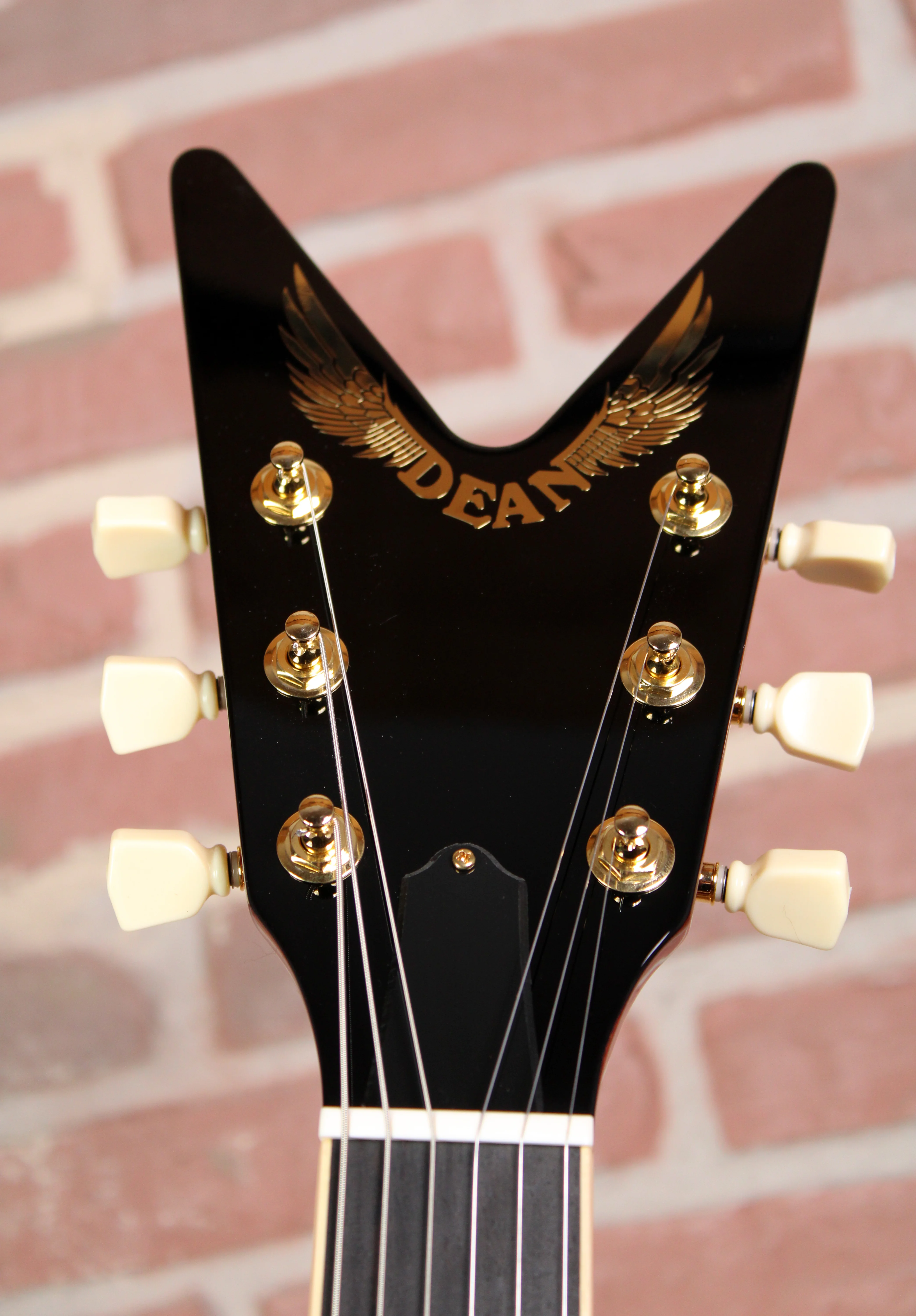 USA ZERO Pickguard Mahogany Gloss Natural Kopfplatte in frontaler Ansicht