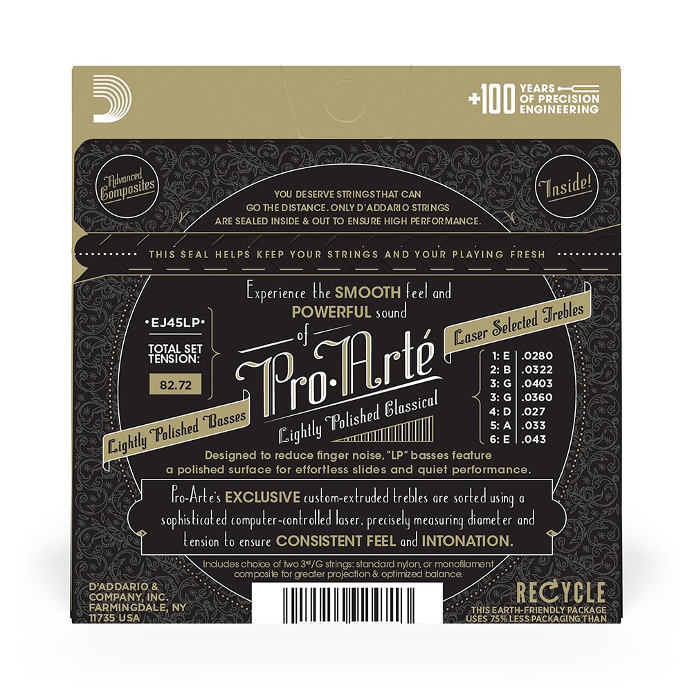 EJ45LP Pro-Arté Lightly Polished Composite Normal Tension - Saitensatz für Konzertgitarre
