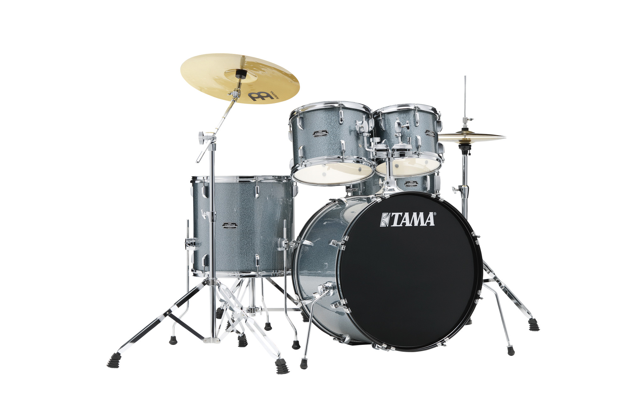 Stagestar Drumkit 5 teilig (22" BD) - Sea Blue Mist/Chrom HW + MEINL Cymbals BCS Cymbal Set