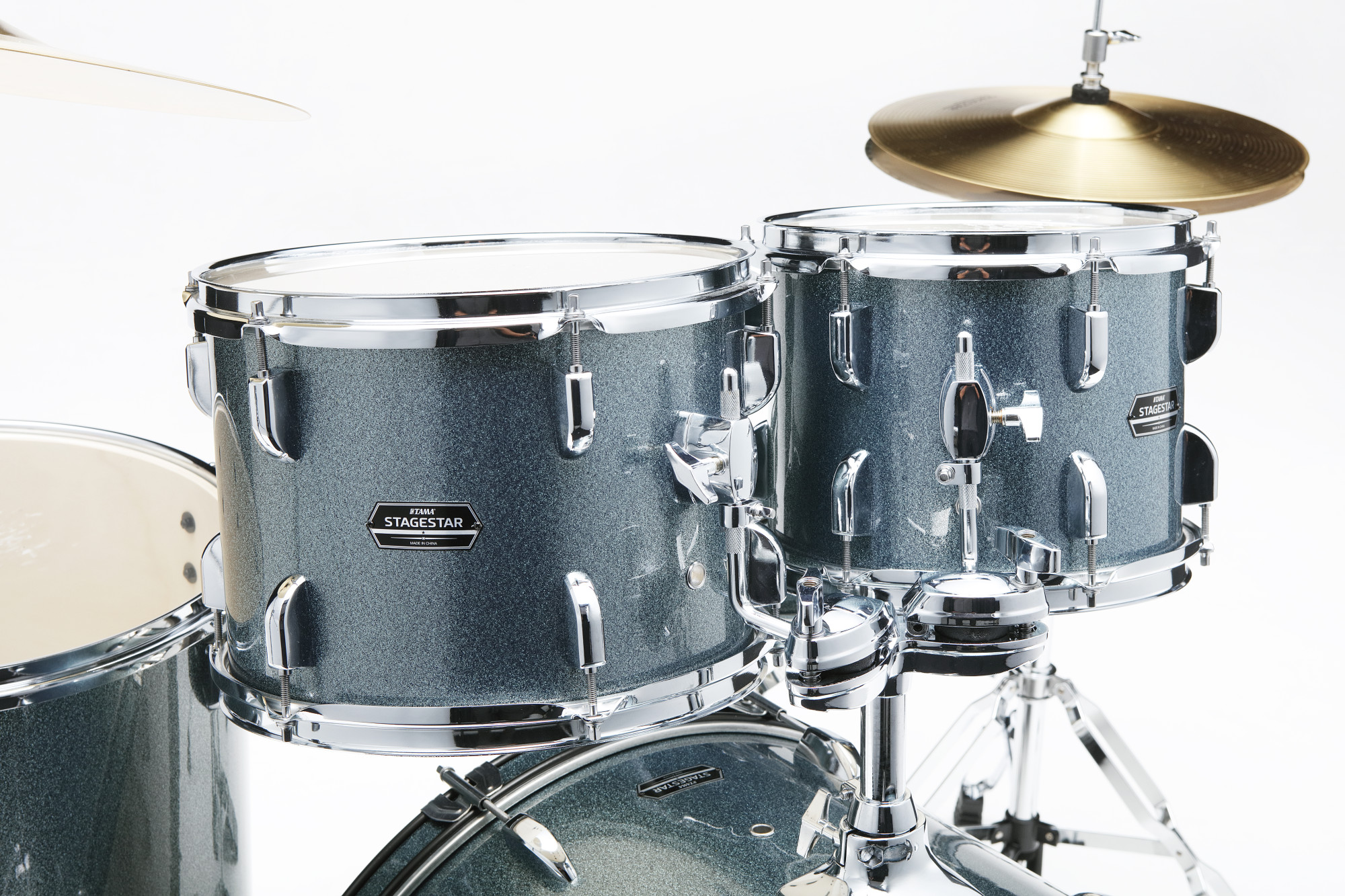 Stagestar Drumkit 5 teilig (22" BD) - Sea Blue Mist/Chrom HW + MEINL Cymbals BCS Cymbal Set