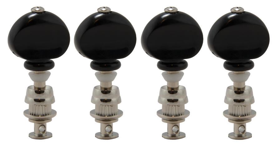 6B Champion Ukulele Pegs with Black Button - 4 pcs. - Nickel