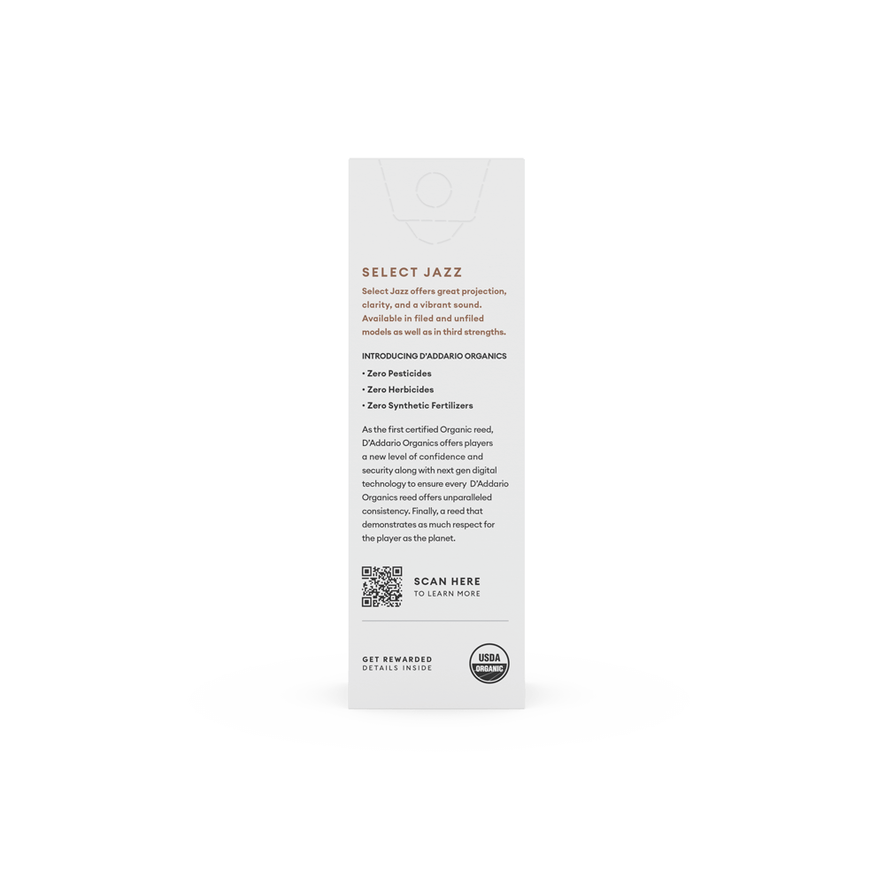 Unfiled Organic Select Jazz Blätter für Tenorsaxophon, Stärke 2, medium, 5er-Packung