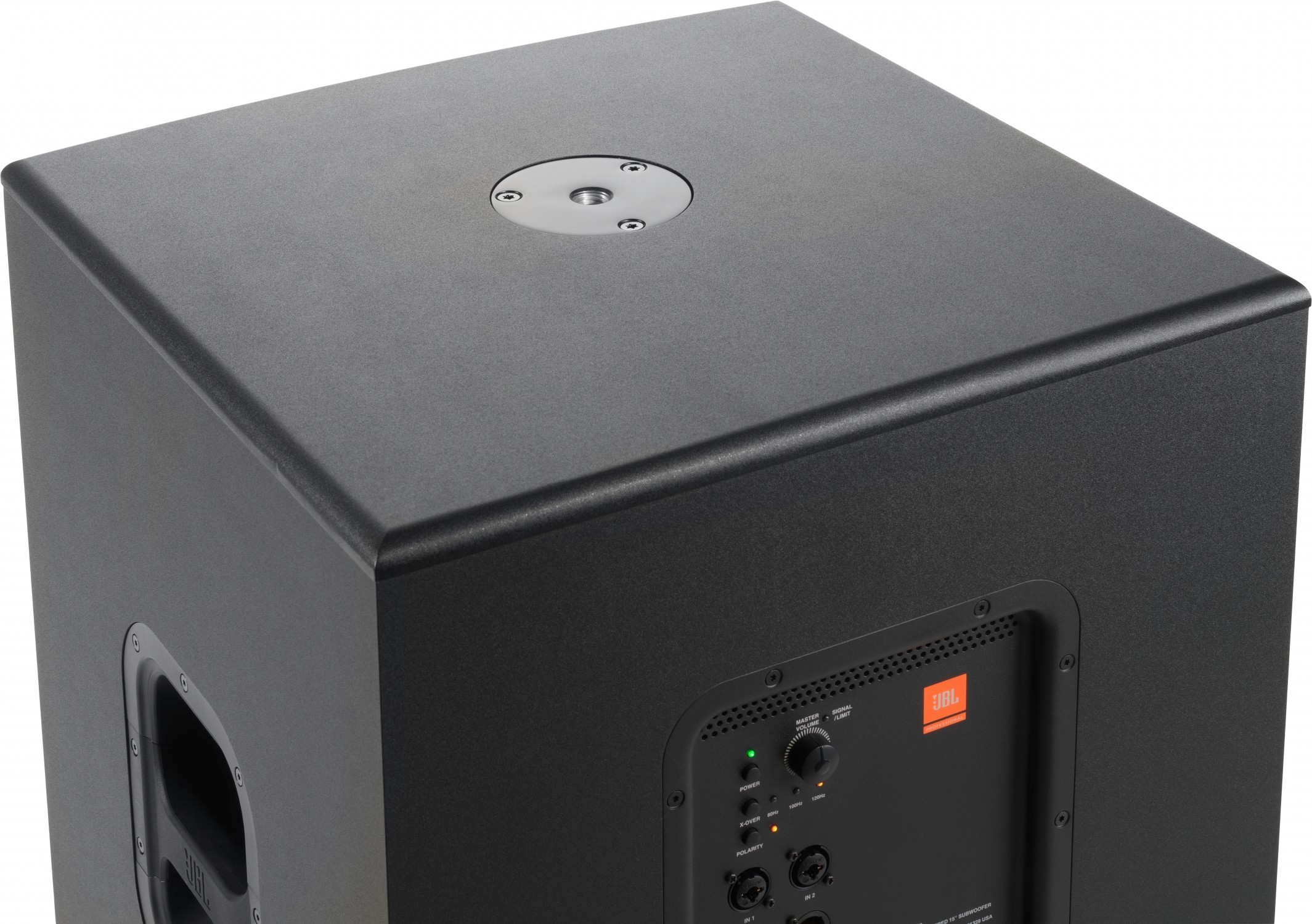 1037082_88 JBL IRX-115S von oben – eingebaute M20-Pole-Mount Buchse auf der Oberseite