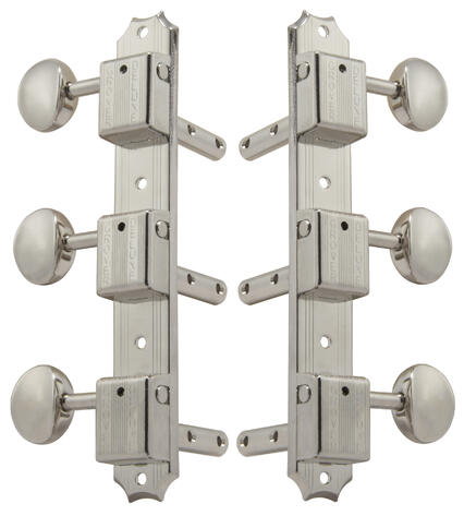 H138N Vintage Deluxe Machine Heads, Horizontal - Guitar Machine Heads, 3 + 3 - Nickel