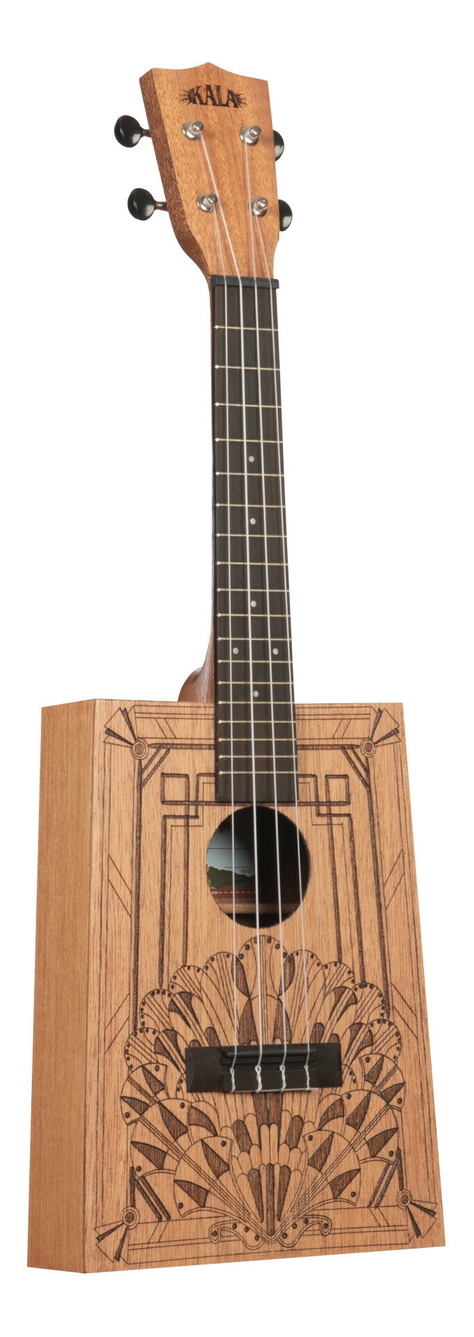 KA-CB-DECO-C - Art Deco Cigar Box Concert Ukulele, with Bag