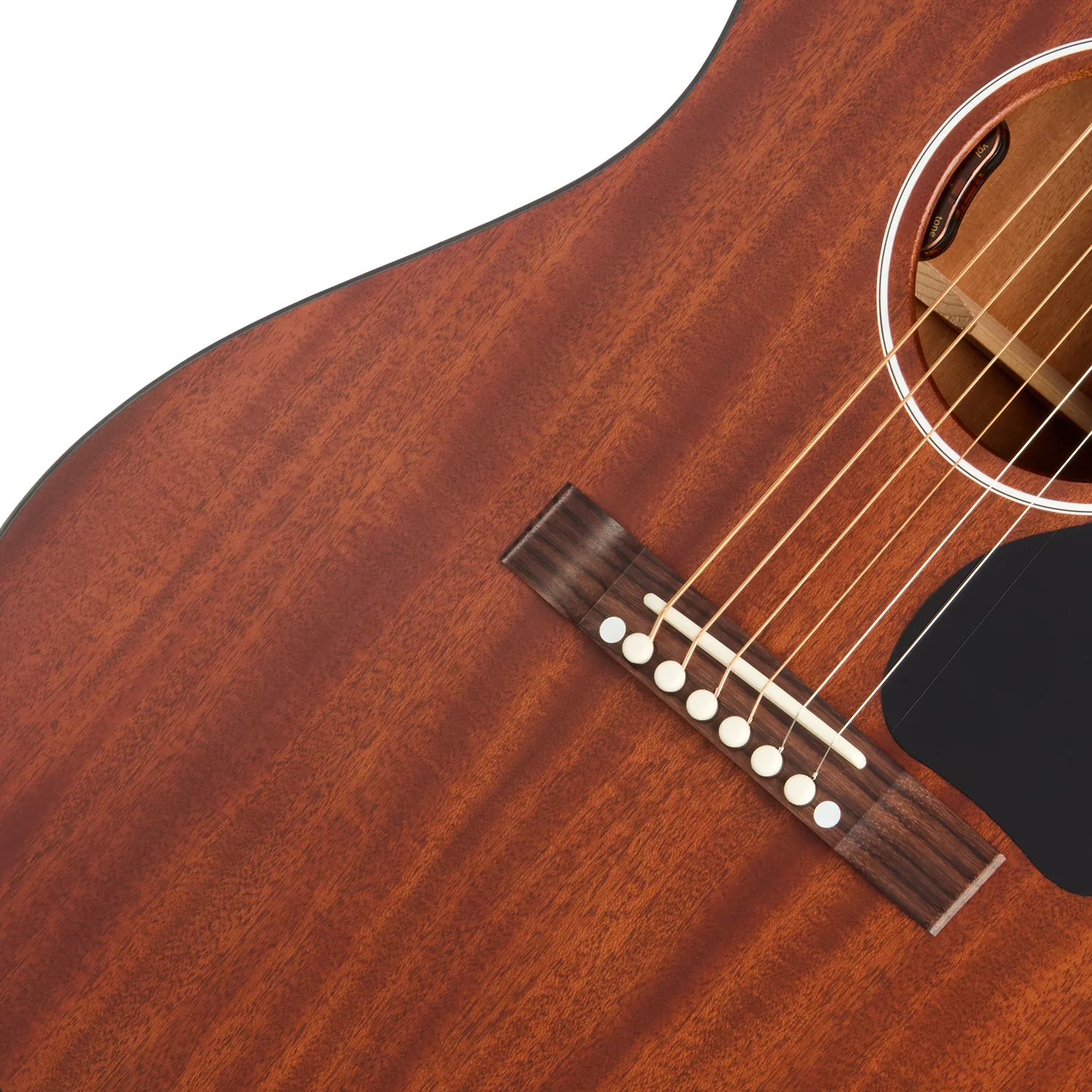 Nahaufnahme des X-Bracing im Inneren der Gibson LG-2 All Mahogany