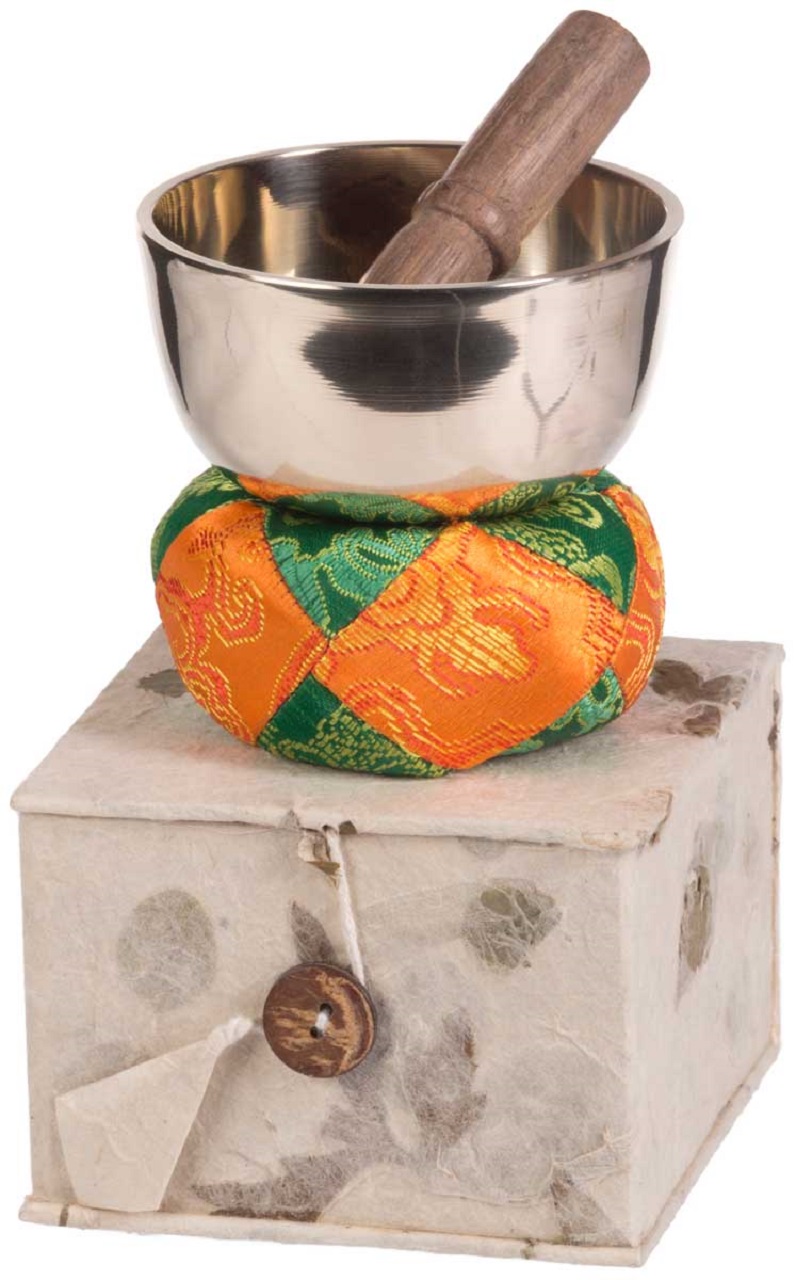 Klangschale Geschenk-Set silber, Ø 8cm