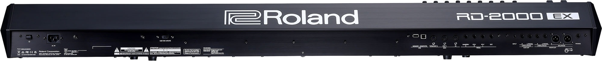 Roland RD-2000EX – Rückansicht mit Anschlüssen für Audio und MIDI