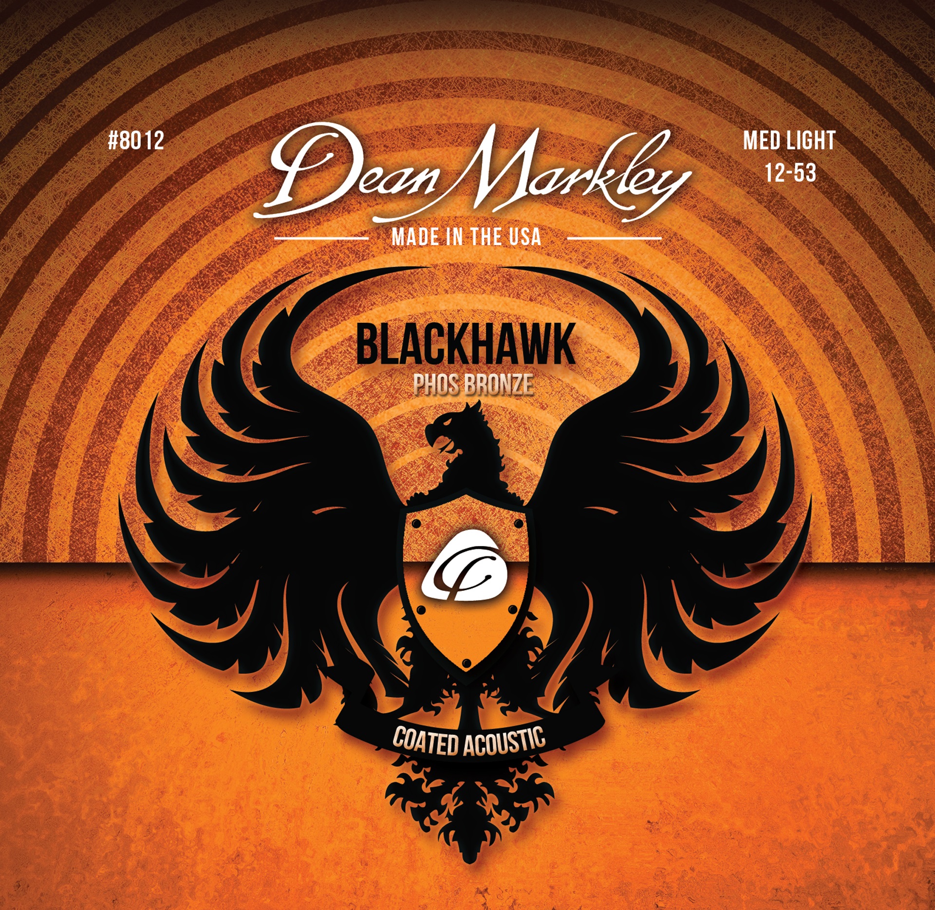 Blackhawk - 8012 - Coated Acoustic Guitar String Set, Pure Bronze, Medium Light, .012.-053