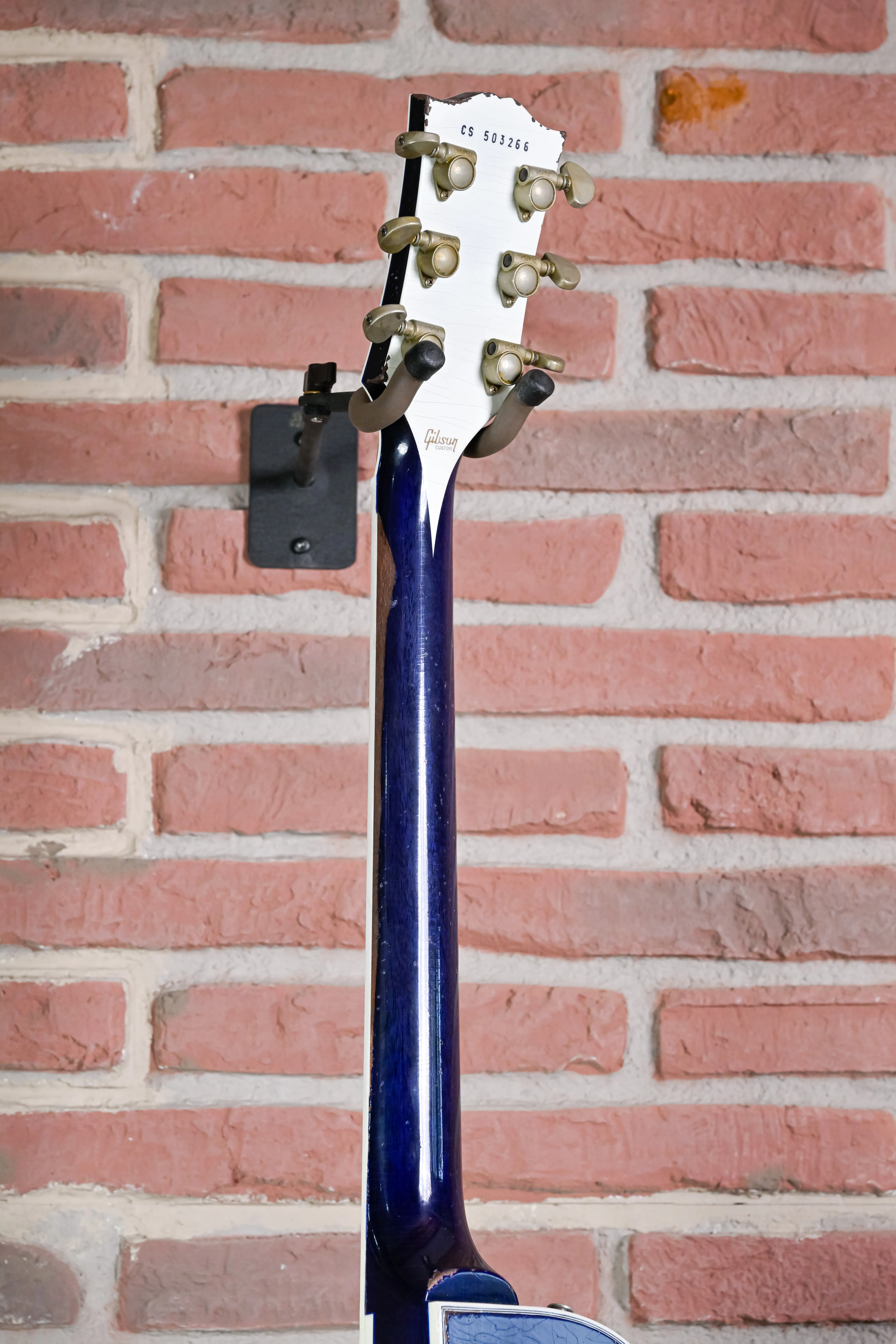 Les Paul Custom Nordic Blue Murphy Lab Heavy Aged Rückseite der Kopfplatte