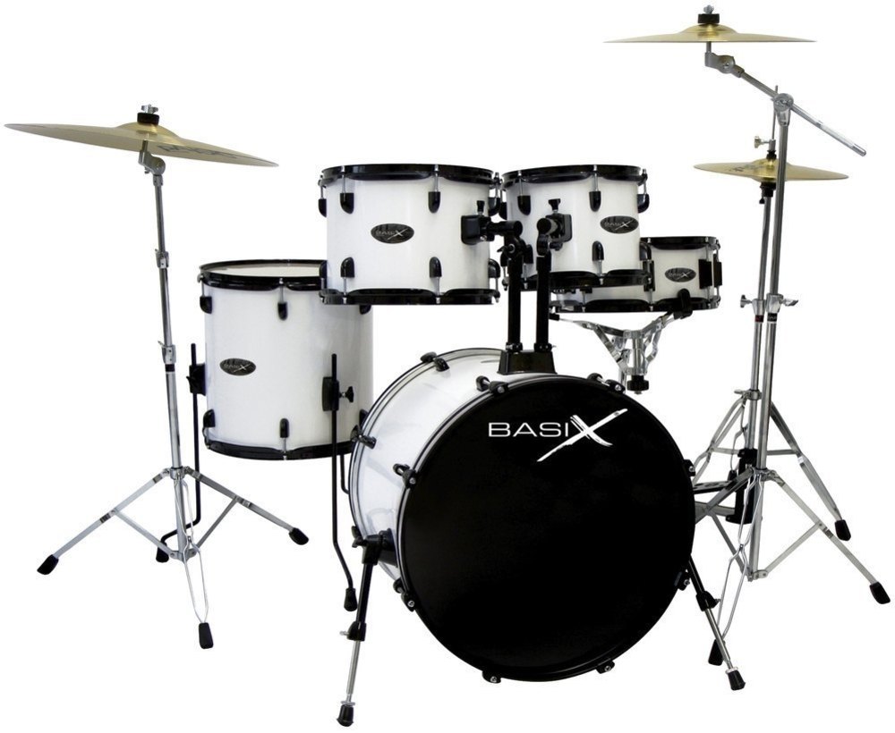 Drumset Classic 20" in Weiss, schwarze Hardware