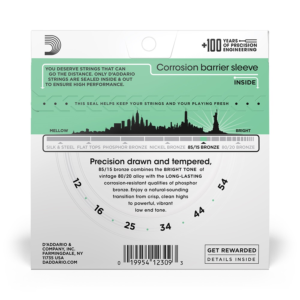 EZ920 Saiten für Akustikgitarre, 85/15 Bronze, Medium Light, 12-54