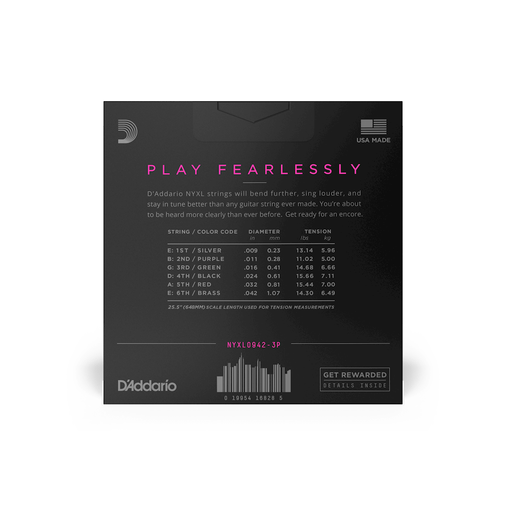 NYXL0942-3P Nickel Wound Electric Guitar Strings, Super Light, 9-42, 3 Sets