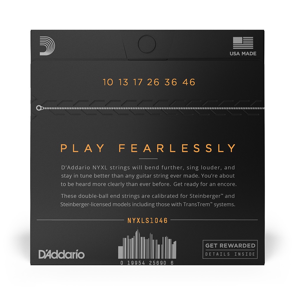 NYXLS1046 Nickel Wound Electric Guitar Strings, Regular Light, Double Ball End, 10-46