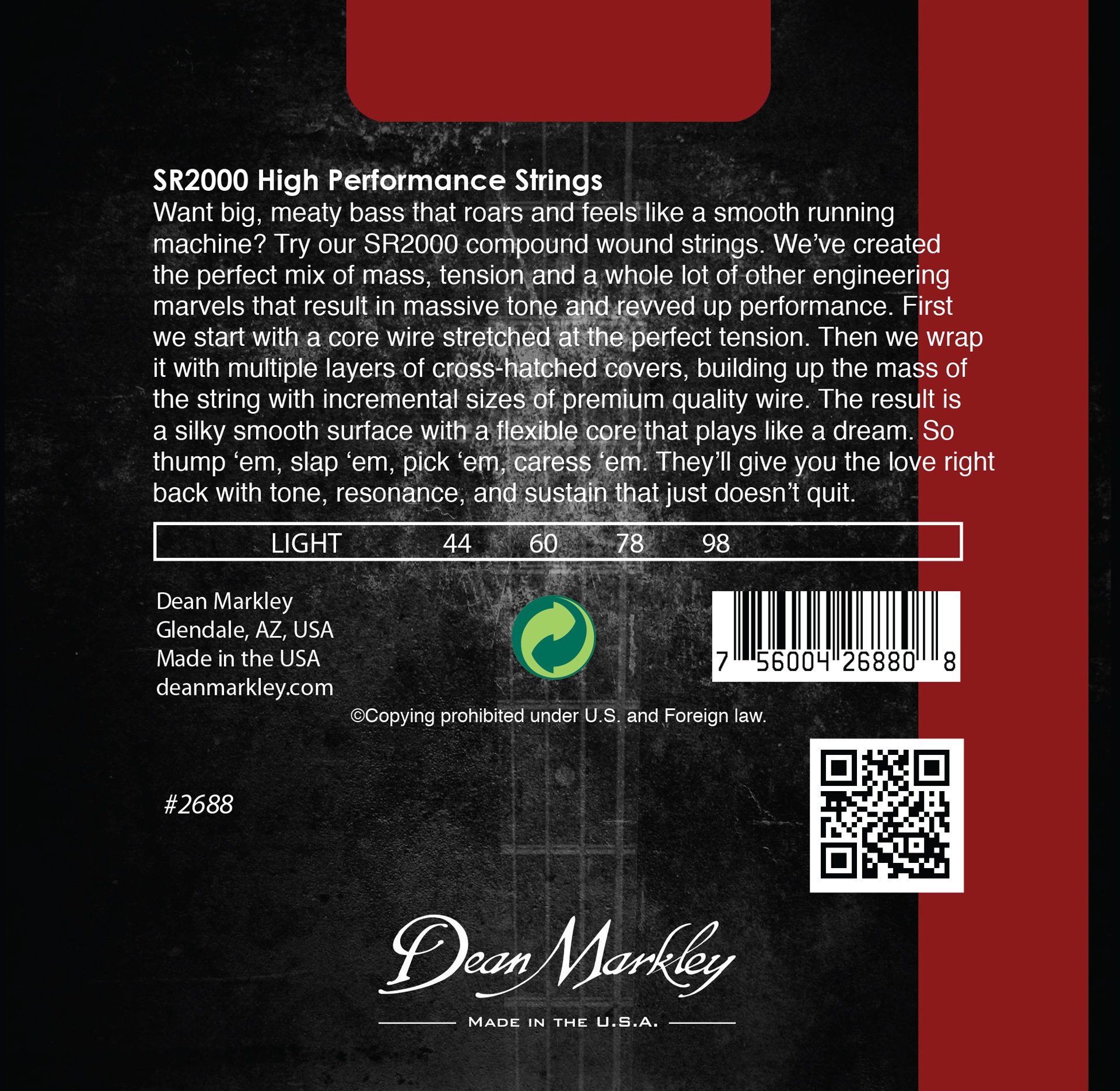SR 2000 - 2688 - Electric Bass String Set, 4-String, Light, .044-.098