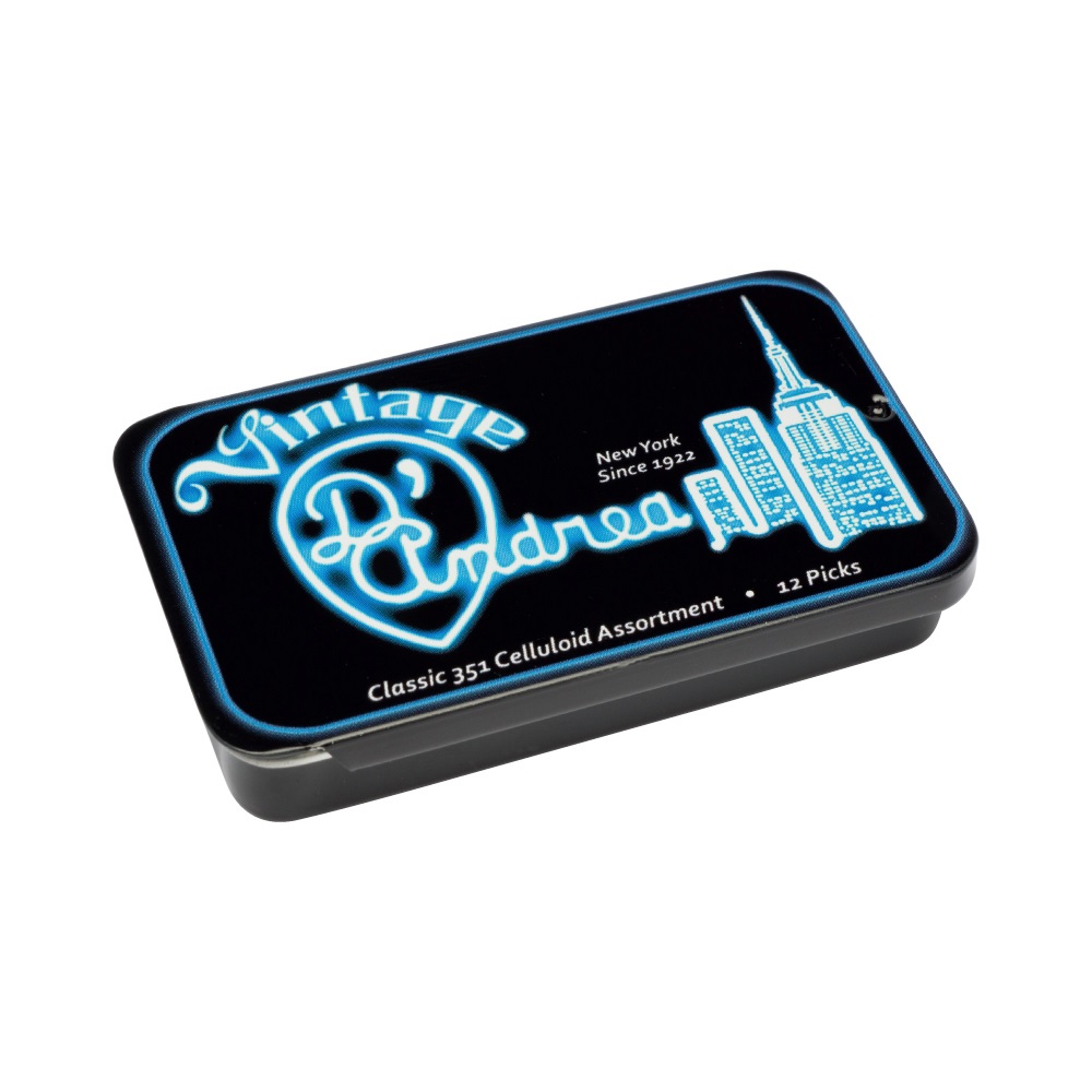 Classic Celluloid Picks - 351 Shape (TNVCM), 12 pcs Assorted Pick Tin, 0.71 mm