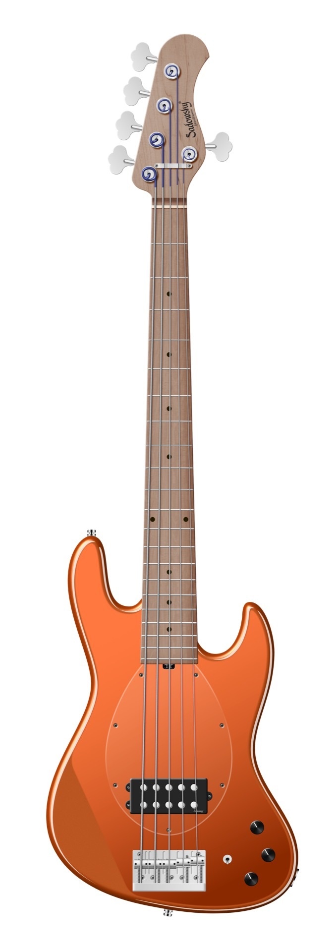 MetroExpress 21-Fret Vintage M Bass, 5-String - Solid Candy Apple Orange Metallic High Polish (B-Sto