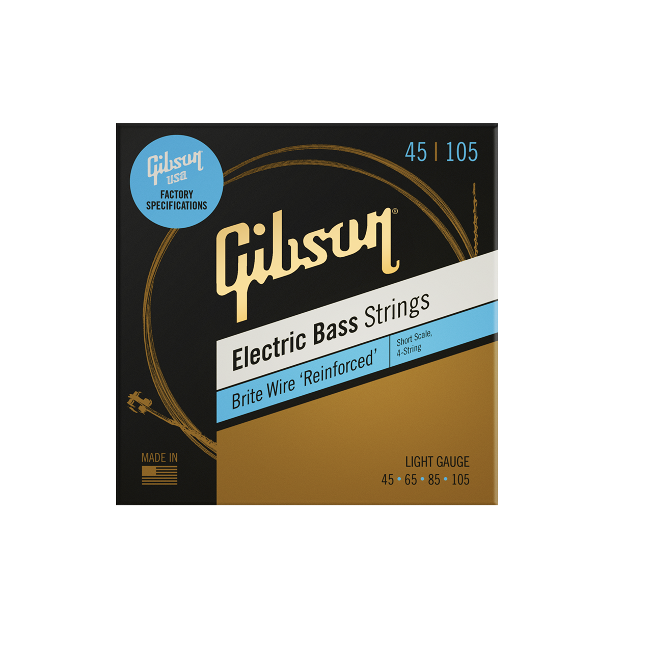 Short Scale Brite Wire E-Bass Strings, 4-String, Roundwound .045-.105