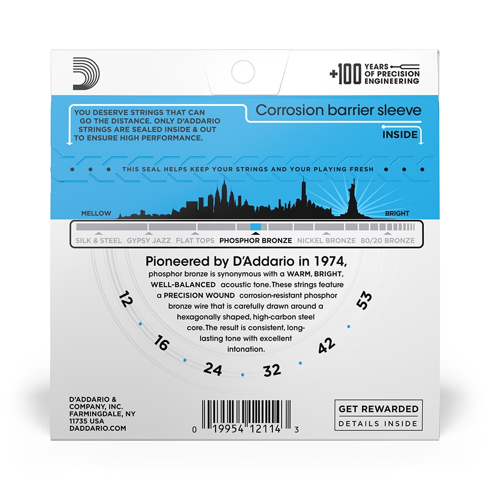 EJ16 Saiten für Akustikgitarre, Phosphorbronze, Light, 12-53