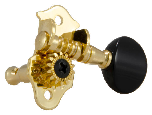 9GB Sta-Tite Geared Ukulele Pegs with Black Button - 4 pcs. - Gold